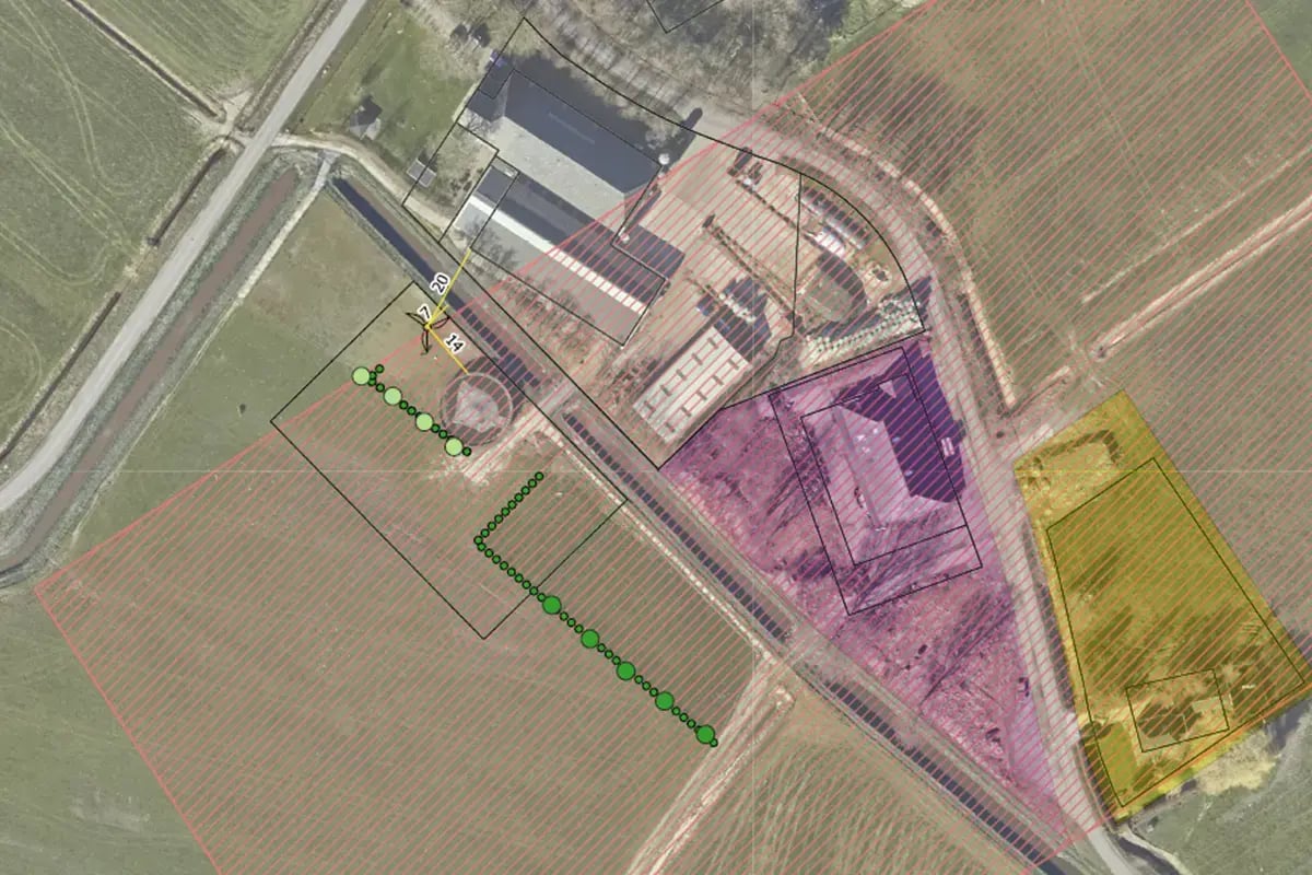 Voorbeeld landschappelijke intekening kleine windmolen
